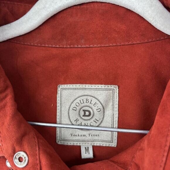 Double D Ranch Suede Western Shirt Rhinestone Embellished Rust Size M‎ - Picture 2 of 12